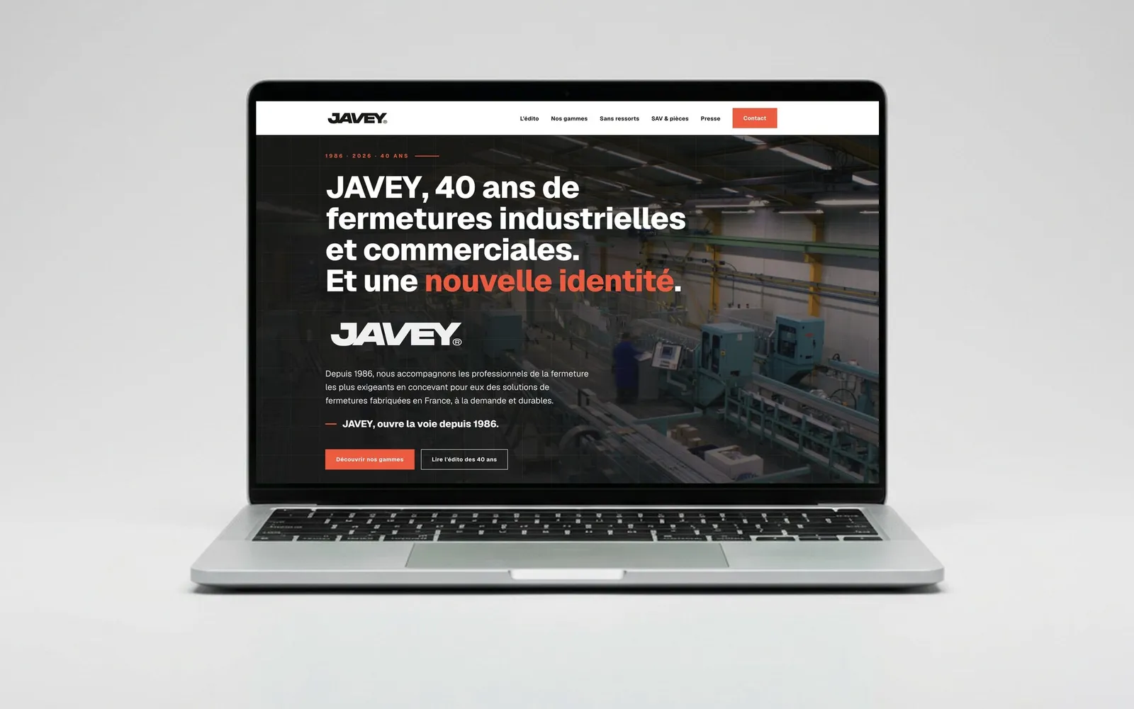 Landing page des 40 ans de JAVEY sur ordinateur portable